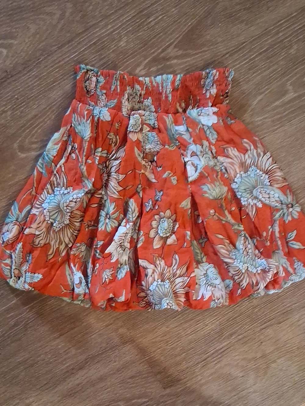 Buru Luxury Floral Orange/Red Tiered Women's Skirt NWT